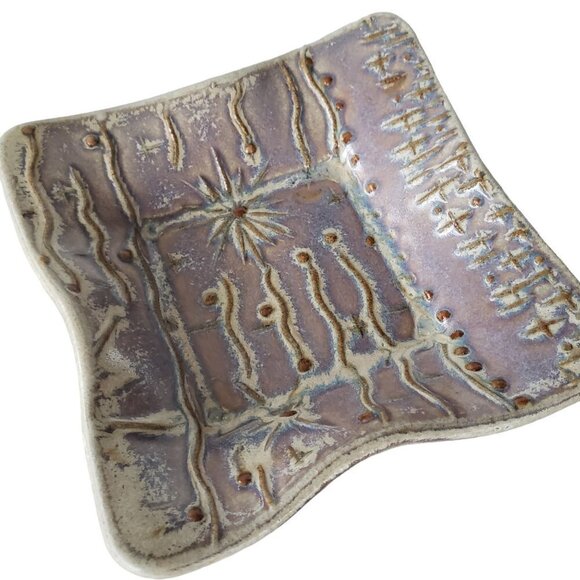 Art Pottery 2 Mini Trinket Dishes Handmade Abstract Design Neutral Colour - Picture 7 of 10